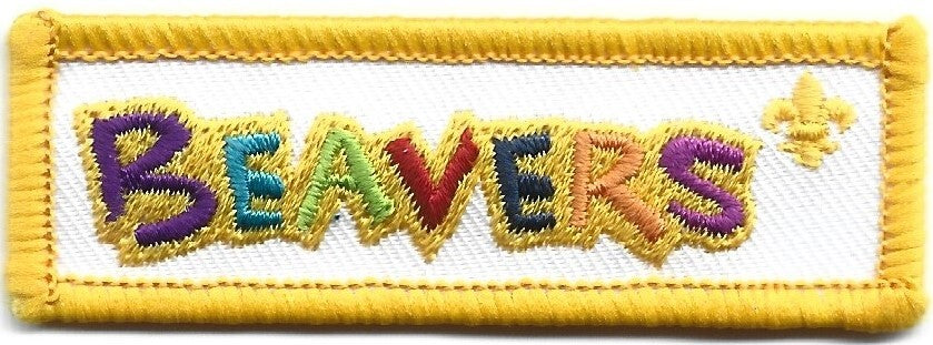 Beavers Logo Embroidered Fun Badge, Gold Overlocking