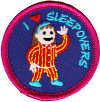 I Love sleepovers, 50mm fun badge
