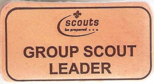 GROUP SCOUT LEADER, Scouts Leather Name Badge, Natural