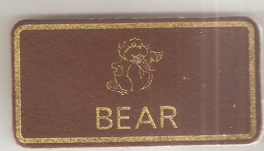 Bear, Beaver Leaders Leather Name Badge, Tan