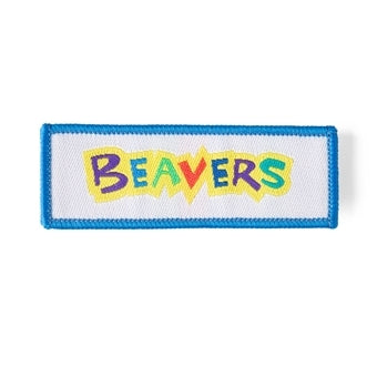 Beavers Logo Embroidered Fun Badge, Blue Overlocking