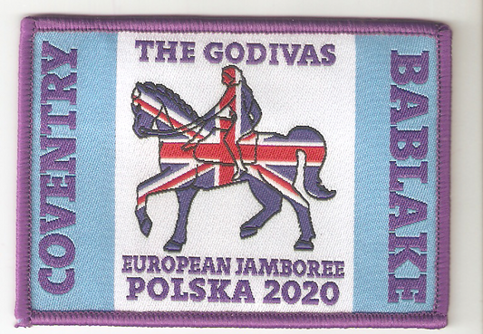 Eurojam 2020, The Godivas, Bablake, Coventry Badge, 60 x 88mm, Jamboree