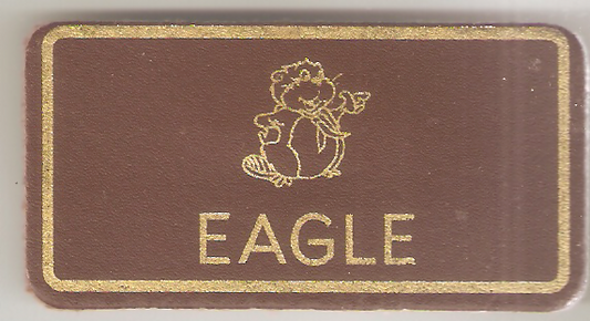 Eagle, Beaver Leaders Leather Name Badge, Tan