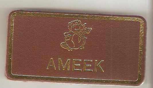 Ameek, Beaver Leaders Leather Name Badge, Tan