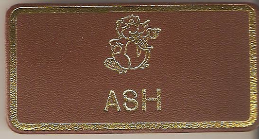 Ash, Beaver Leaders Leather Name Badge, Tan