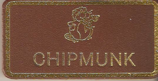 Chipmunk, Beaver Leaders Leather Name Badge, Tan