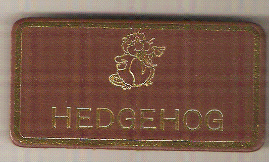 Hedgehog, Beaver Leaders Leather Name Badge, Tan