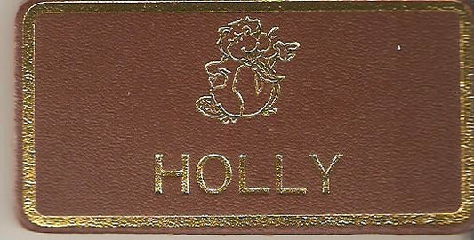 Holly, Beaver Leaders Leather Name Badge, Tan