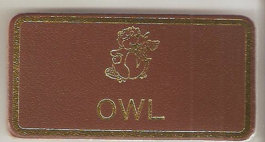 Owl, Beaver Leaders Leather Name Badge, Tan