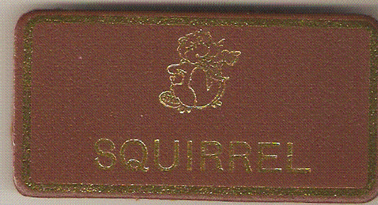 Squirrel, Beaver Leaders Leather Name Badge, Tan