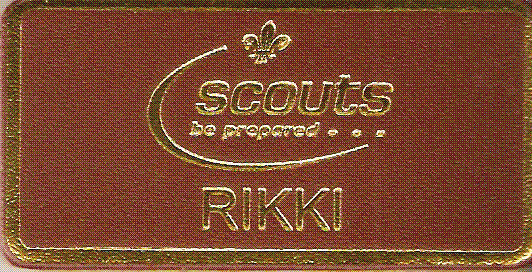 Rikki, Scouts Leather Name Badge, Tan