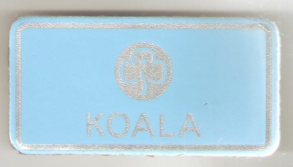 Koala,  Guiders Leather Name Badge, Sky Blue