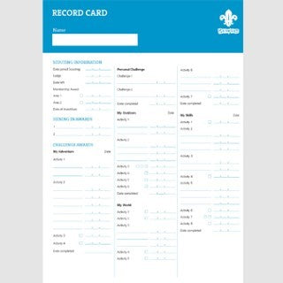 Beaver Scout Record Cards A4 (Pack of 10)