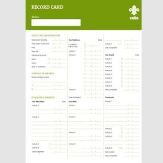 Record Cards – Badges & Things | Coventry Scout Shop