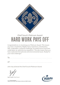 Chief Scouts Platinum Award Certificates, (Pack of 10) 2015-1