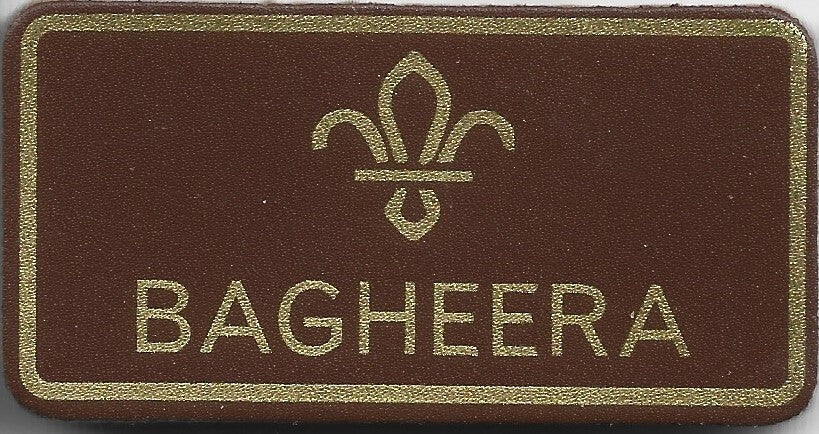 Bagheera, FDL Leather Name Badge, Tan