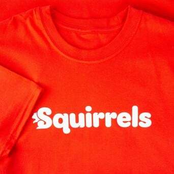 Squirrels Adult Tee Shirt, Squirrels printed on the front