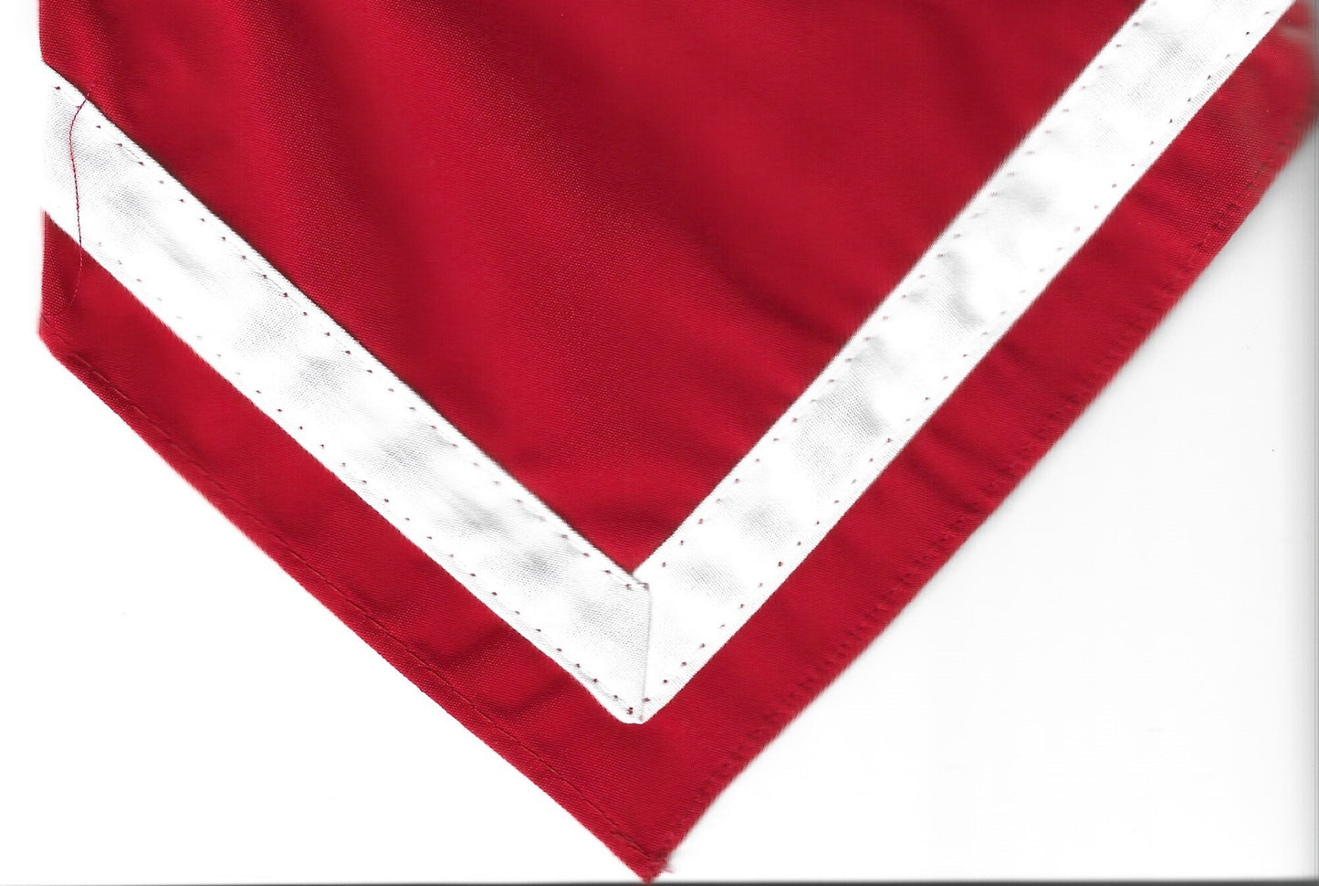 Unknown Group A, Youth Size Scarves, pack of 10, Scarlet with a 1/2" white border, inset 1/2" from the edge.