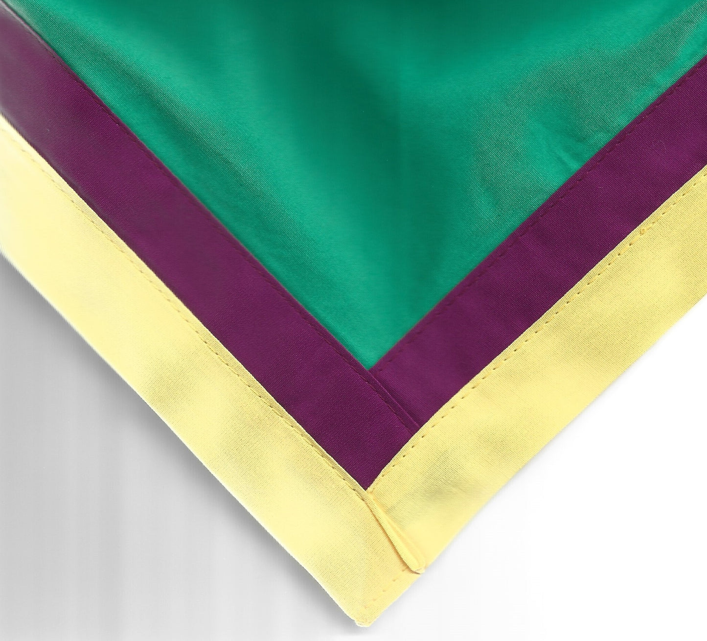 Unknown Group E, Youth Size Scarves, pack of 10, Emerald Green with a 1" Lemon border outside and a 1/2" Purple border inside