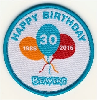 Beavers 30th Birthday 55mm Woven Fun Badge