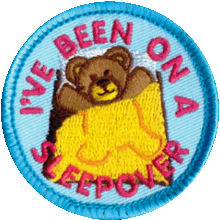 I've been on a sleepover (teddy), 50mm fun badge