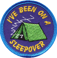 I've been on a sleepover (Tent), 50mm fun badge