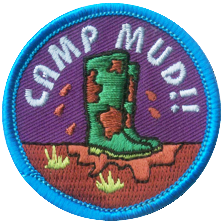 Camp Mud, 50mm fun badge,