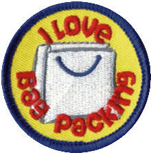 I Love Bag Packing, 50mm fun badge
