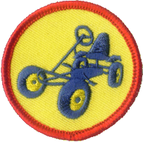 Karting, 50mm fun badge, Yellow