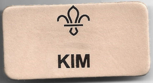 Kim, Scouts Character Leather Name Badge, Natural