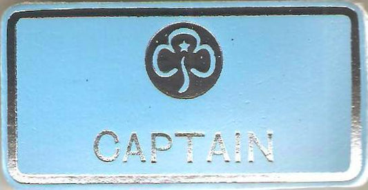 Captain, Guide Leather Name Badge, Sky Blue