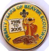 Beavers 1986 to 2006 20 years metal pin badge