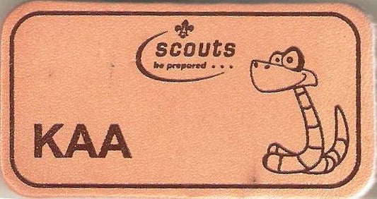 Kaa, Scouts Character Leather Name Badge, Natural