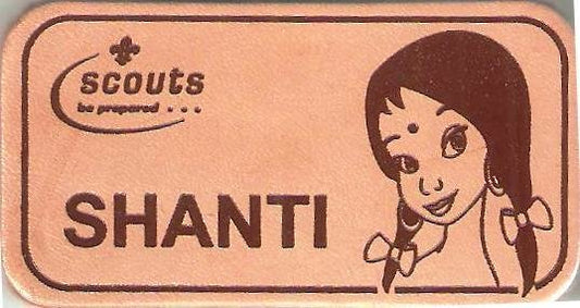 Shanti, Scouts Character Leather Name Badge, Natural