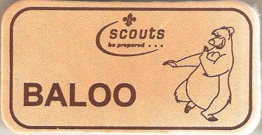 Baloo, Scouts Character Leather Name Badge, Natural