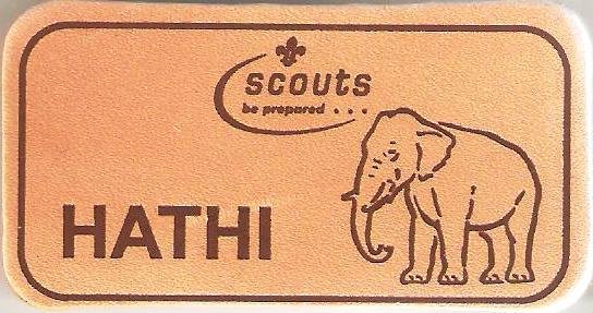 Hathi, Scouts Character Leather Name Badge, Natural