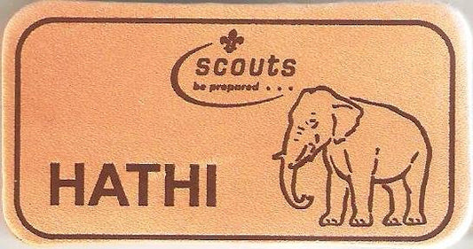 Hathi, Scouts Character Leather Name Badge, Natural