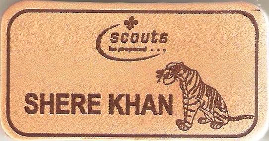 Shere Khan, Scouts Character Leather Name Badge, Natural