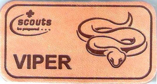 Viper, Scouts Character Leather Name Badge, Natural