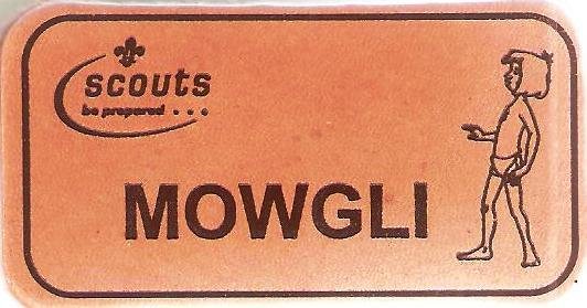 Mowgli, Scouts Character Leather Name Badge, Natural