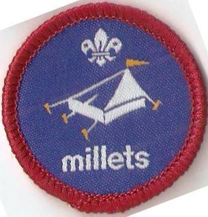 Scout Camper Activity Badge, Millets (white lettering)