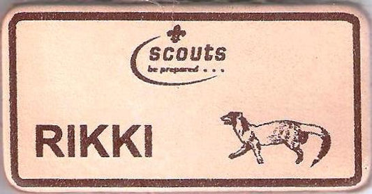 Rikki, Scouts Character Leather Name Badge, Natural