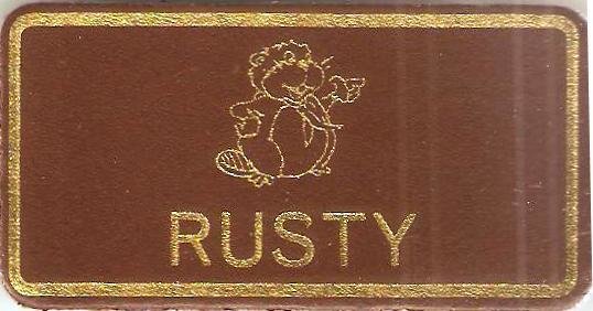 Rusty, Beaver Leaders Leather Name Badge, Tan