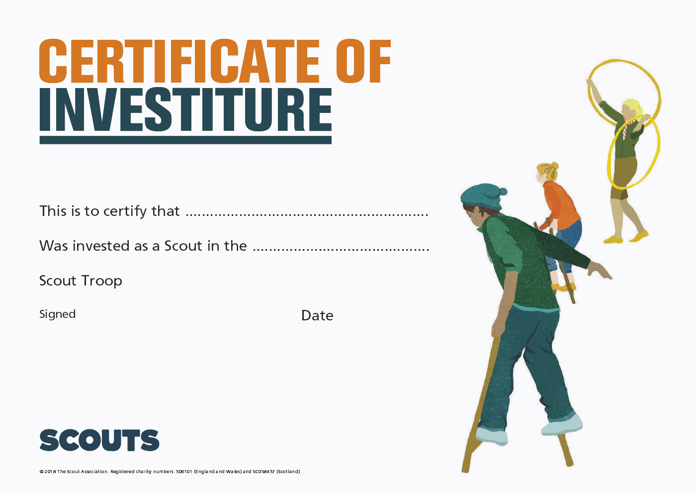 Scouts Investiture Certificates, (Pack of 10)