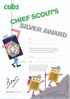 Cub Chief Scouts Silver Award Certificate (Pack of 10)