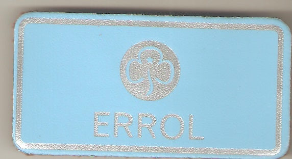 Errol, Guiders Leather Name Badge, Sky Blue